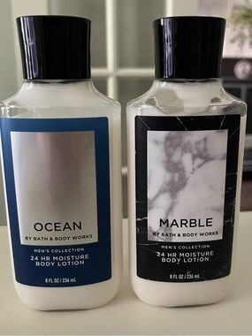 Lot 2 Mens Bath & Body Works Lotion-Ocean and Marble (rare & discontinued) 8oz